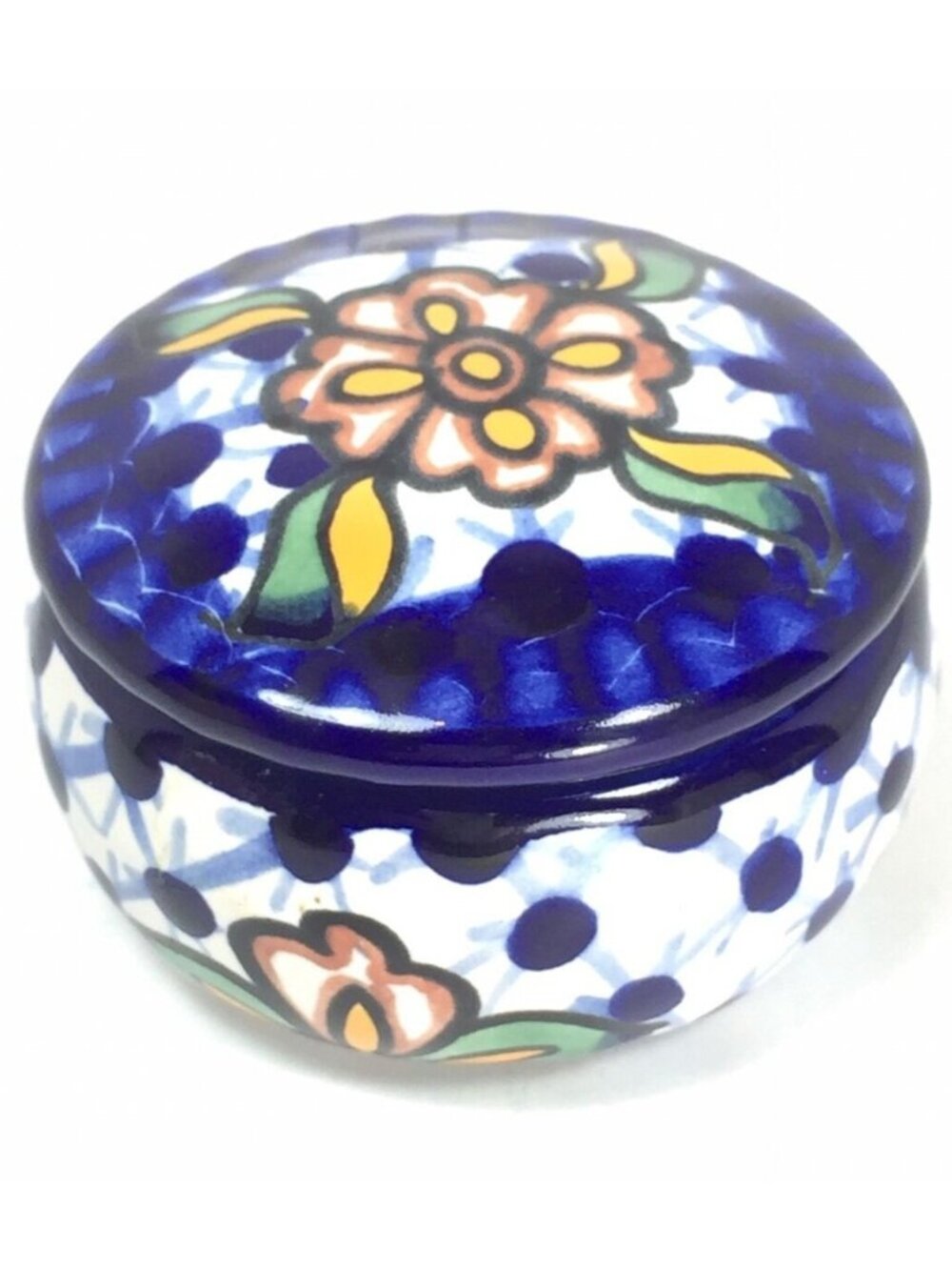 Traditional Design Multi-color Trinket or Dresser Box Made in Mexico 3.5" x 2" - Picture 2 of 8